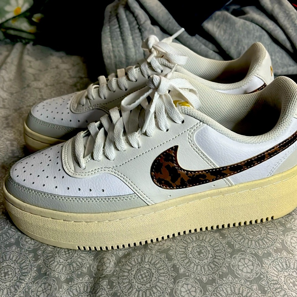 Nike Air Force cheetah print platforms